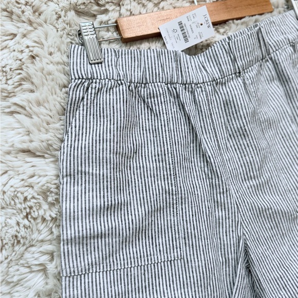 J Crew Factory women’s Linen blend pull on short black and white stripe Sz S NWT - Picture 7 of 13